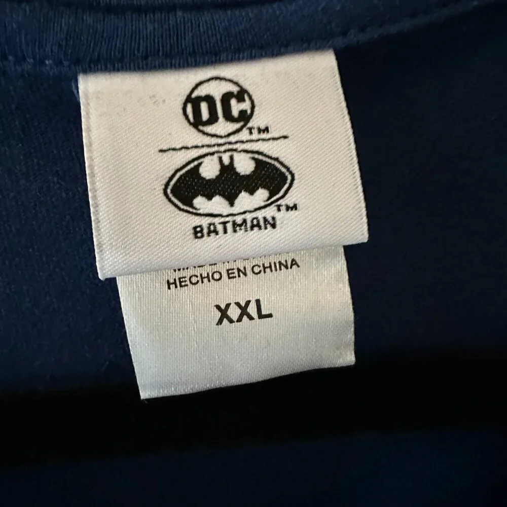 Batman DC Comics Embroidered Logos Blue XXL Men's Tee Shirt - Picture 3 of 6